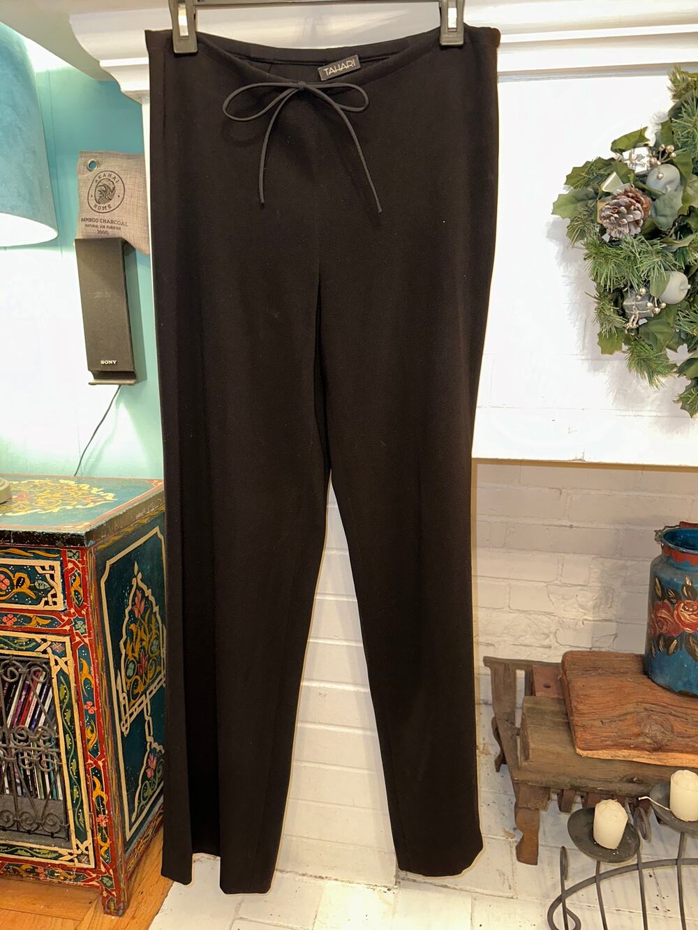 VINTAGE TAHARI BLACK DRAWSTRING PANTS 6 MINIMALIST OFFICE